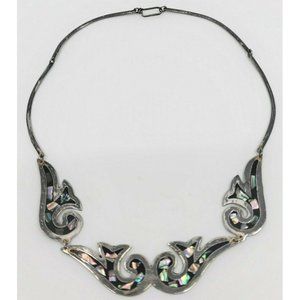 Mexico Alpaca Silver Abalone Shell Swirl Link Stat